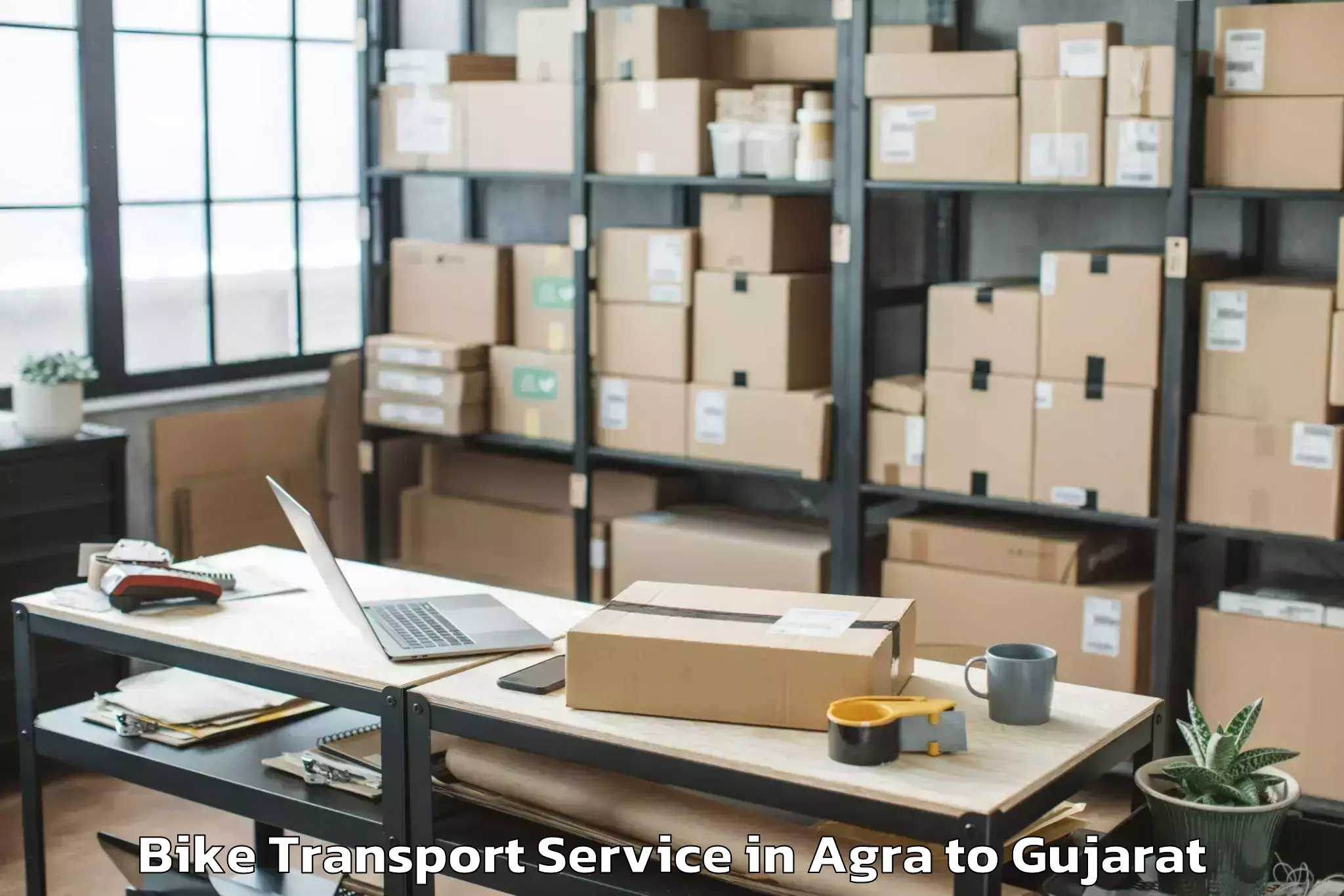 Book Agra to Kundla Bike Transport Online